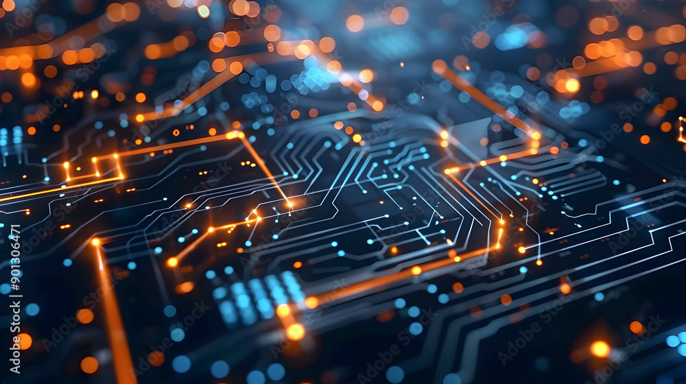 Abstract circuit board futuristic technology processing background. Generative Ai. Abstract circuit board futuristic technology processing background. Generative Ai.