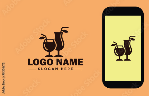 Glassware company icon Glassworks Glass production firm Glass manufacturer flat logo sign symbol editable vector