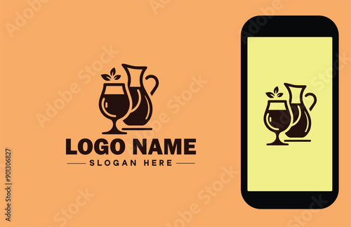 Glassware company icon Glassworks Glass production firm Glass manufacturer flat logo sign symbol editable vector