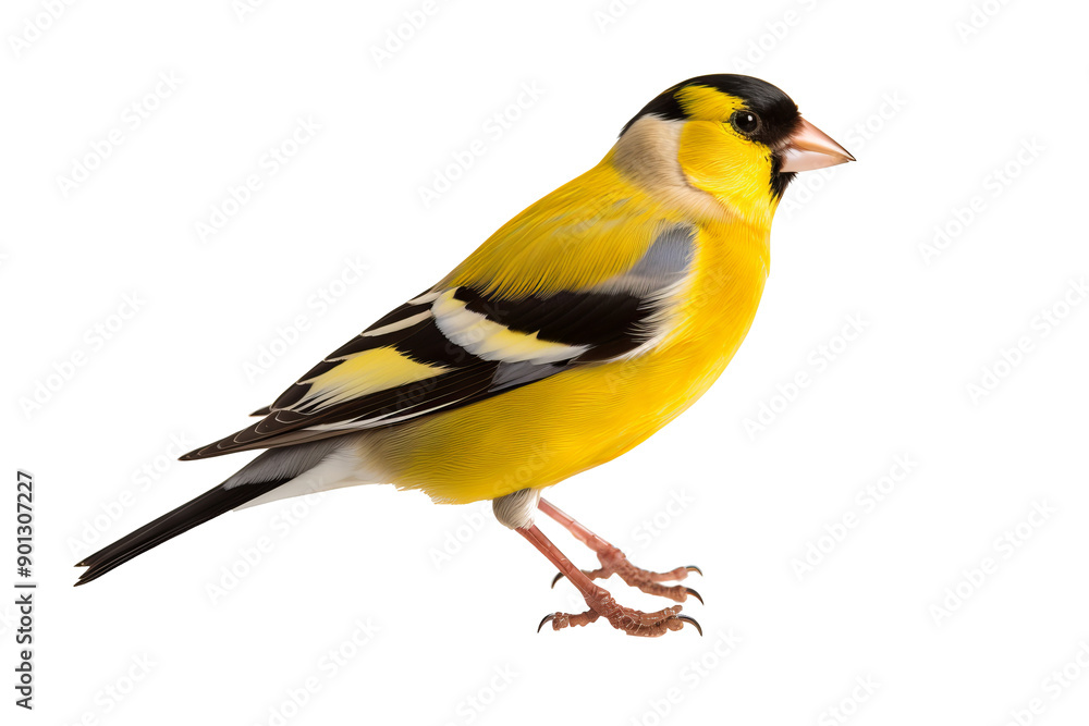 Obraz premium Elegant goldfinch isolated on transparent background for ornithology and nature-themed design projects