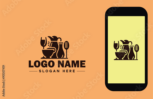 Glassware company icon Glassworks Glass production firm Glass manufacturer flat logo sign symbol editable vector