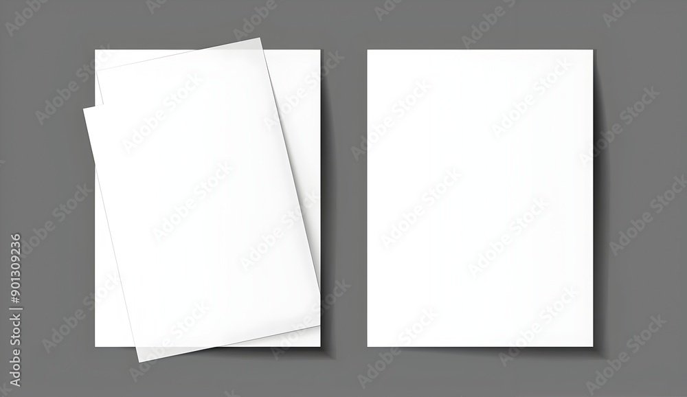 Two white blank paper sheets on transparent background vector illustration, flat lay Two white blank paper sheets on transparent background vector illustration, flat lay