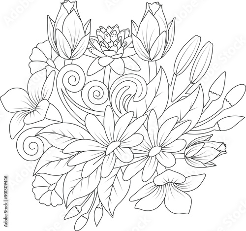 Adult flower patterns made by hand for Coloring pages
