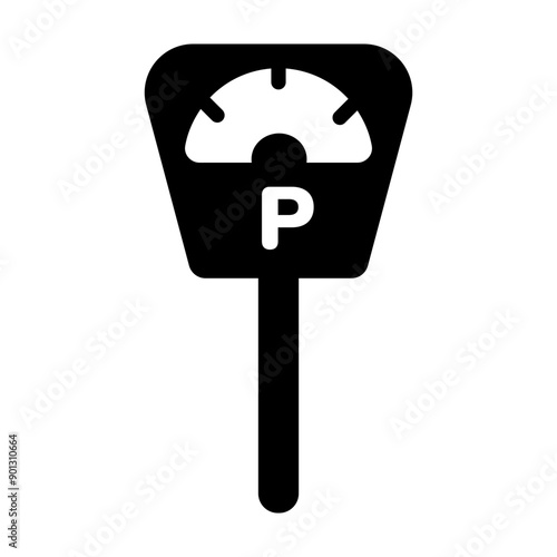 A glyph icon of parking meter