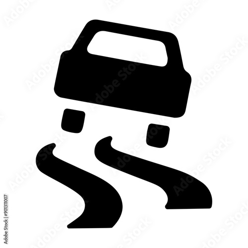 A filled icon of slippery road sign