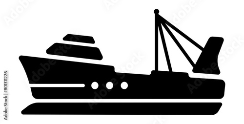 Trawler icon designed in solid style 