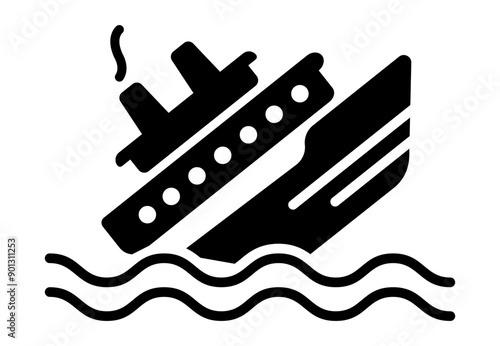 Sinking boat solid style icon 