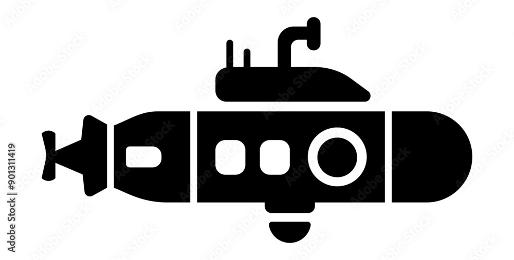 A filled style icon of submarine A filled style icon of submarine