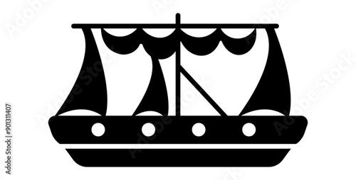 A filled style icon of caravel boat 
