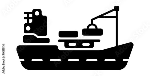 A glyph icon of tram freighter