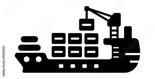 A filled style icon of freight ship