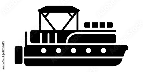 Glyph style icon of pontoon boat 