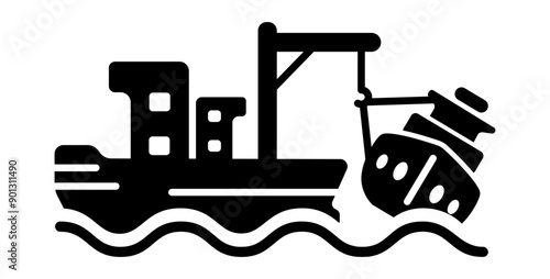 Marine salvage icon in glyph style 