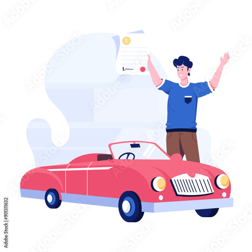 A flat character illustration of car loan