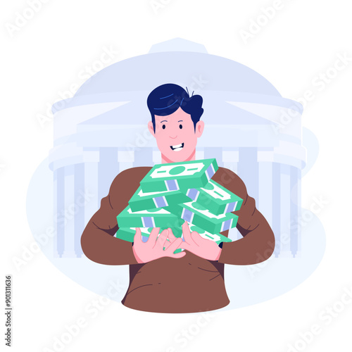 Bank loan illustration designed in flat style 