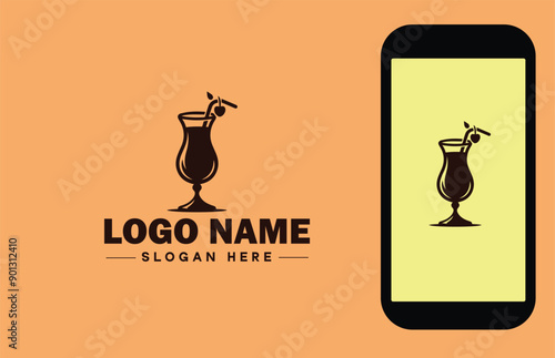 Glassware company icon Glassworks Glass production firm Glass manufacturer flat logo sign symbol editable vector