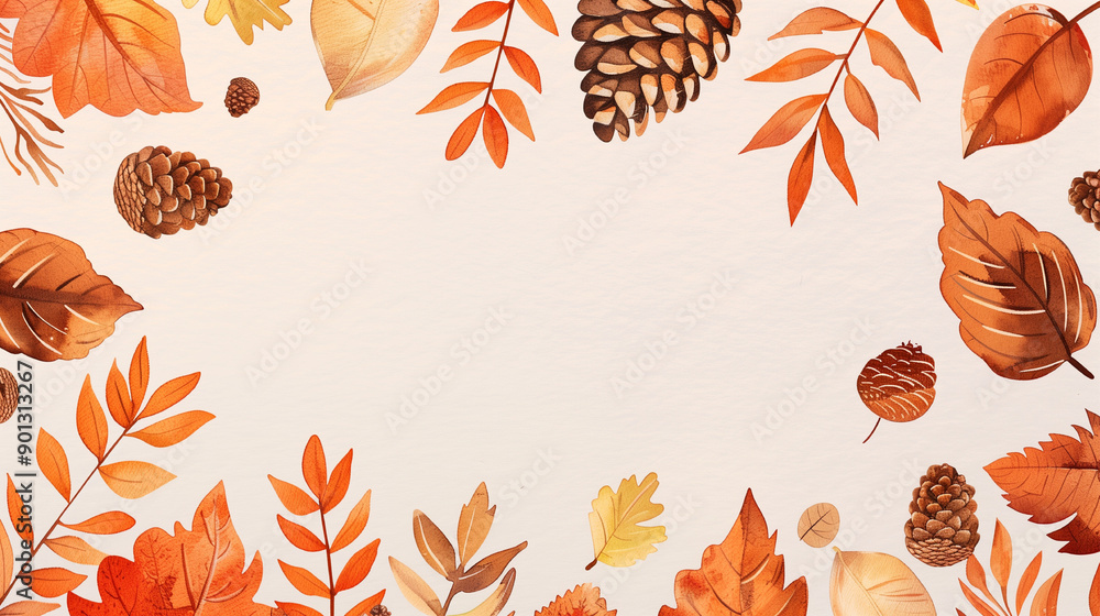 Obraz premium minimalistic autumn background with leaves