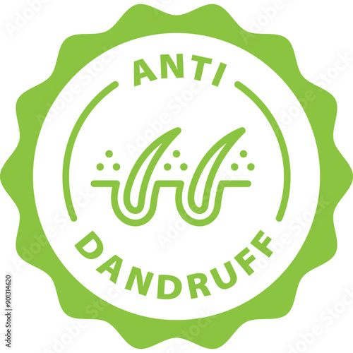 green anti dandruff outline icon round rounded circle badge stamp label isolated on transparent background