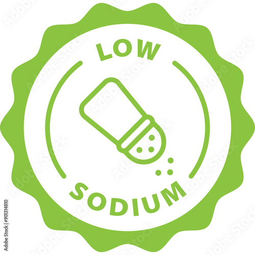 green low sodium outline icon round rounded circle badge stamp label isolated on transparent background