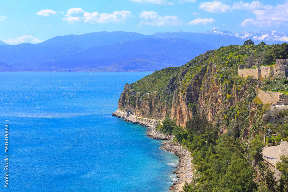 Panoramic view of the rock in Nafplio, Greece Panoramic view of the rock in Nafplio, Greece