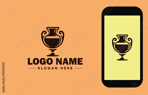 Glassware company icon Glassworks Glass production firm Glass manufacturer flat logo sign symbol editable vector