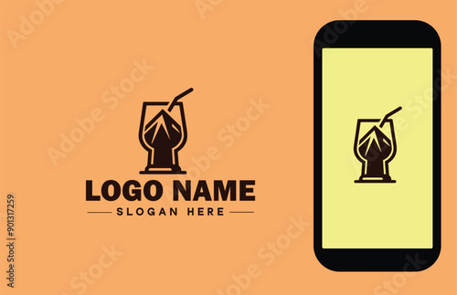 Glassware company icon Glassworks Glass production firm Glass manufacturer flat logo sign symbol editable vector