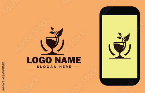 Glassware company icon Glassworks Glass production firm Glass manufacturer flat logo sign symbol editable vector