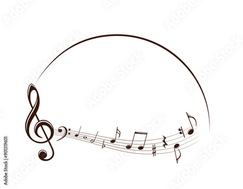 The symbol of a stylized musical notes.