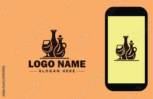 Glassware company icon Glassworks Glass production firm Glass manufacturer flat logo sign symbol editable vector