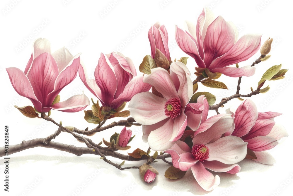 Obraz premium Delicate Magnolia Blossoms in Watercolor