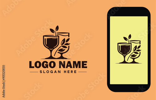 Glassware company icon Glassworks Glass production firm Glass manufacturer flat logo sign symbol editable vector