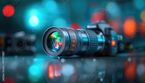 High-resolution photo of a thermal imaging camera in use, capturing the detailed heat signatures of a smoke-filled environment photo