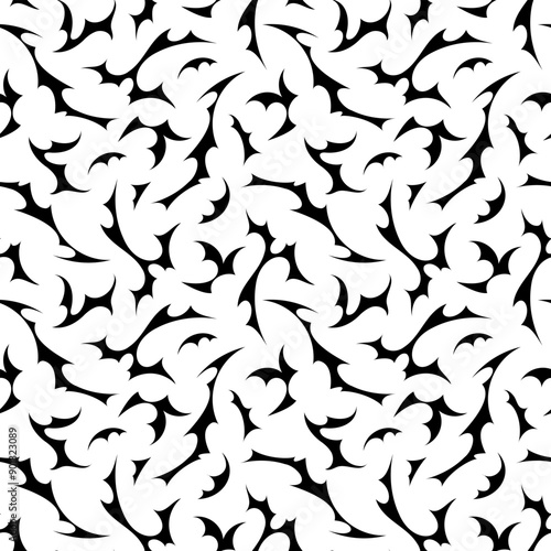 Neo tribal y2k tattoo shape. Seamless white pattern in cyber sigilism style . Repeating print for fabric, wrapping paper, textile