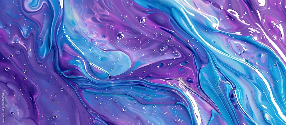Swirling patterns of purple and blue paint creating an abstract design with copy space image Swirling patterns of purple and blue paint creating an abstract design with copy space image
