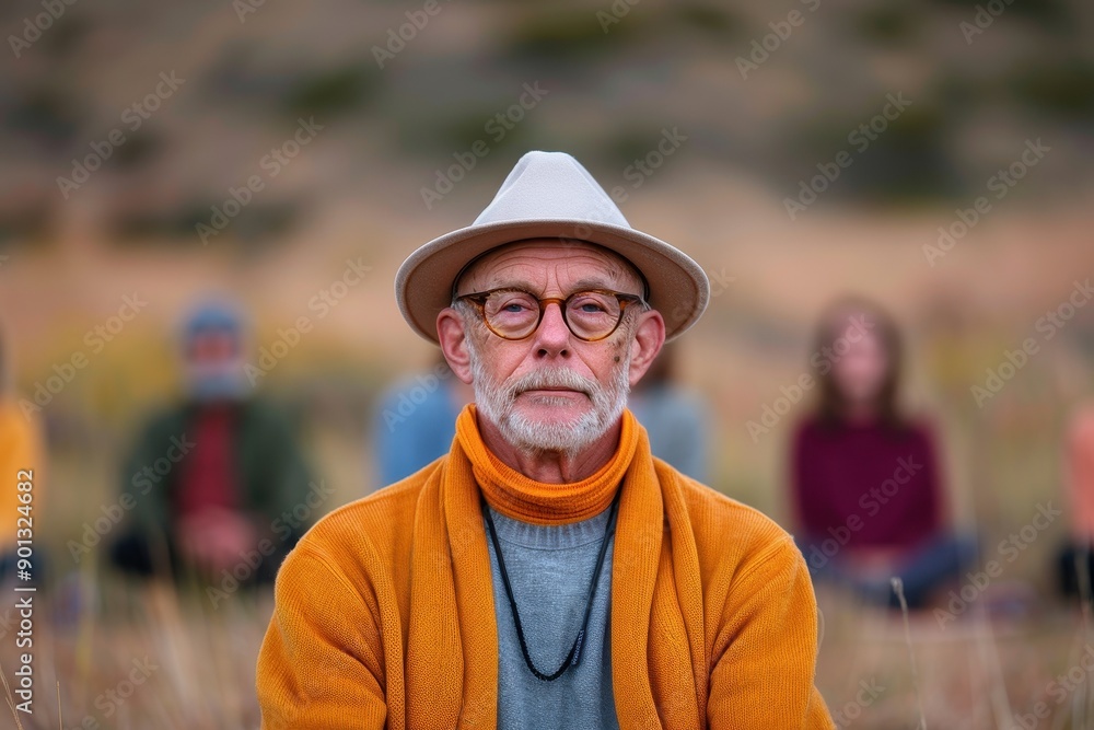 Senior Man Wearing a Hat and Glasses. Senior Man Wearing a Hat and Glasses.
