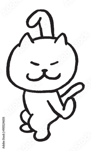 色々なスポーツをする目が細いかわいい白猫キャラ