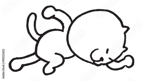 色々なスポーツをする目が細いかわいい白猫キャラ