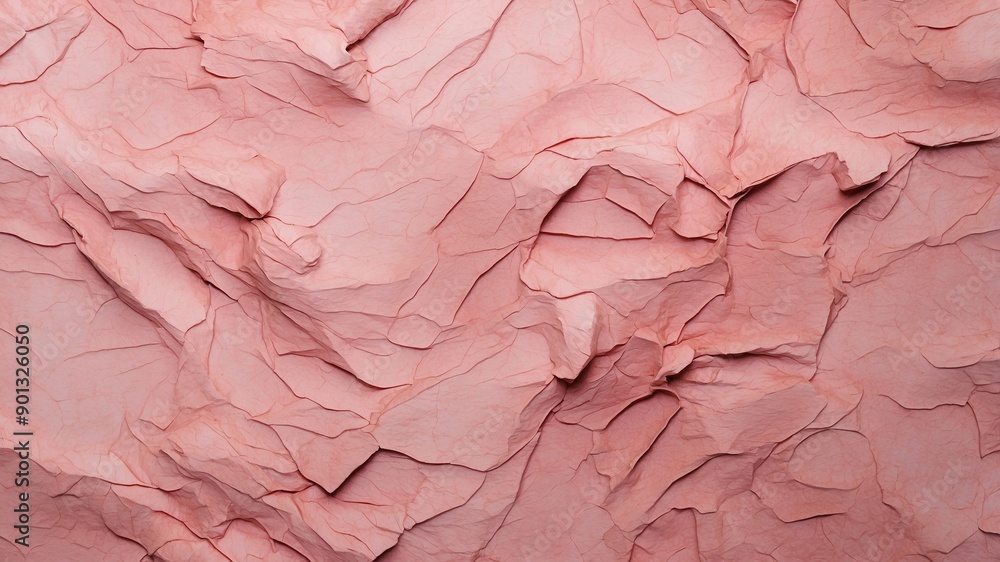 A close-up of pink wrinkled paper, creating an abstract pattern of folds and creases with a soft pastel hue and tactile feel. A close-up of pink wrinkled paper, creating an abstract pattern of folds and creases with a soft pastel hue and tactile feel.