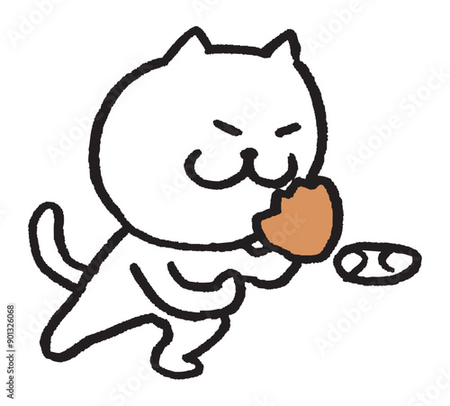 色々なスポーツをする目が細いかわいい白猫キャラ