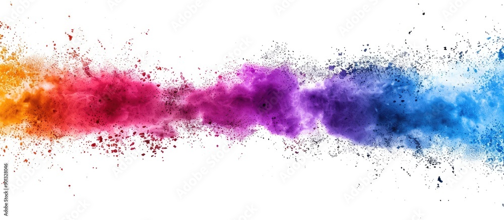 Vibrant colorful powder splatter design with dynamic motion illusion on a white background creating a stunning copy space image Vibrant colorful powder splatter design with dynamic motion illusion on a white background creating a stunning copy space image