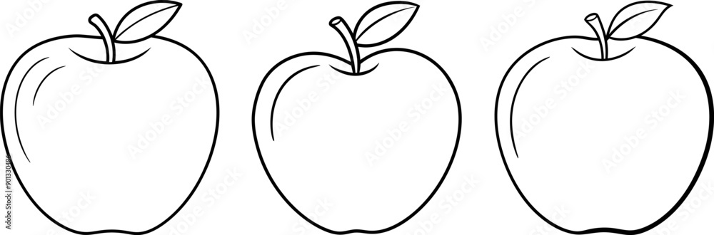 Apple fruit outline coloring book page and digital line art Apple fruit outline coloring book page and digital line art