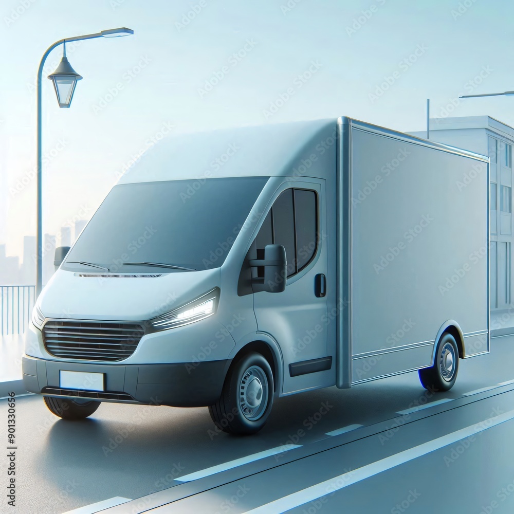 Naklejka premium White delivery truck isolated side view vector illustration