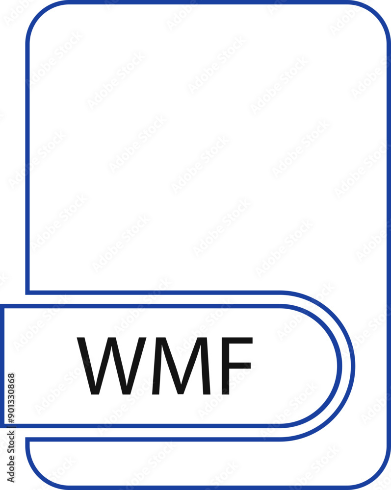 WMF File format icon black outline and light color text WMF File format icon black outline and light color text