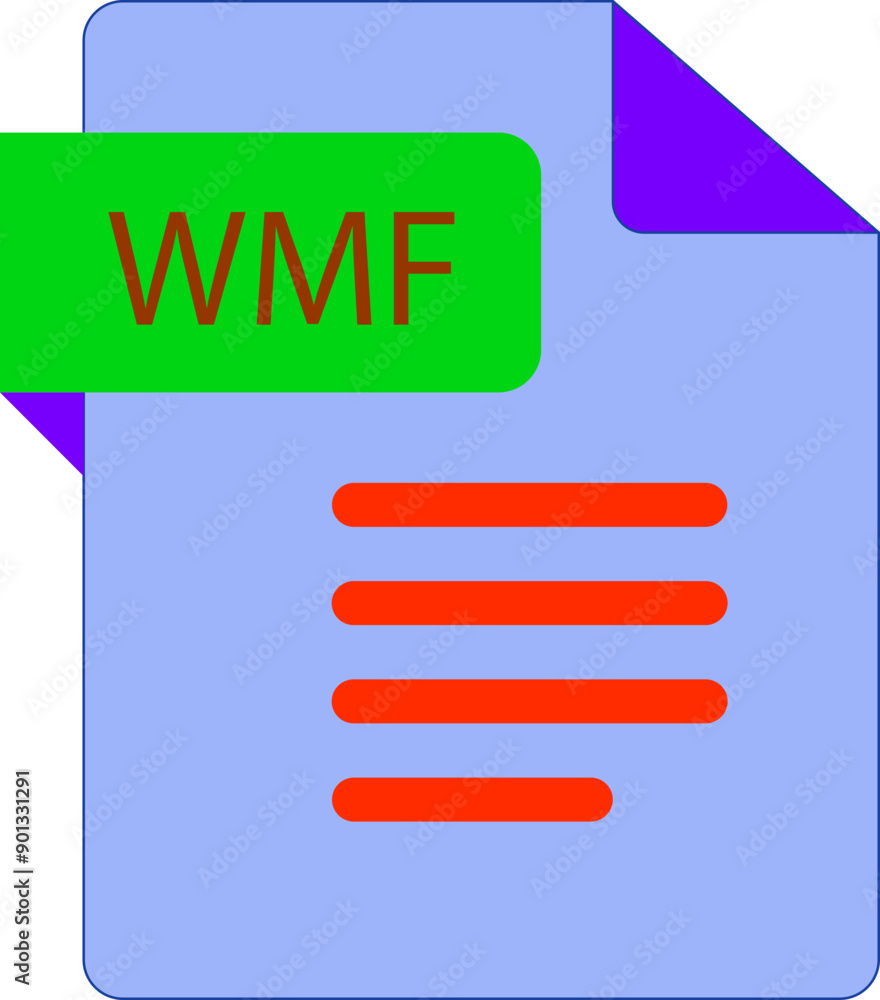 WMF File icon with folded style document WMF File icon with folded style document