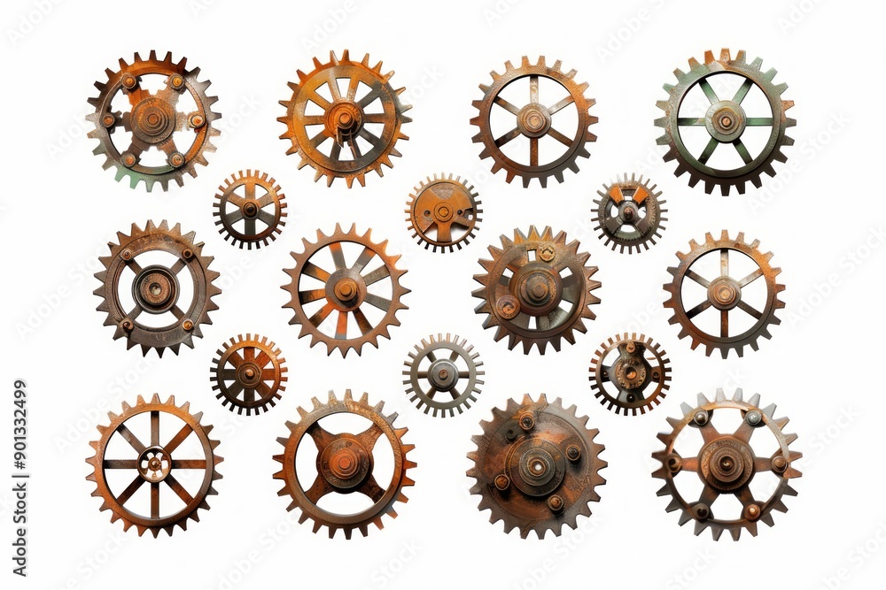 Collection of mechanical cogwheels on white background Collection of mechanical cogwheels on white background