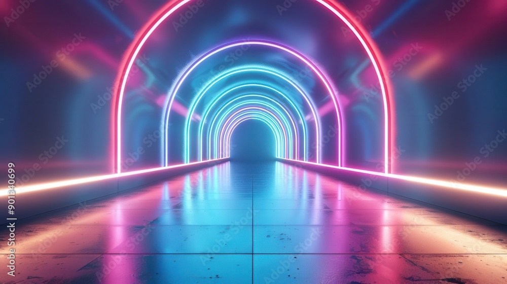 Abstract background with glowing neon circles and sparkling particles. Abstract background with glowing neon circles and sparkling particles.