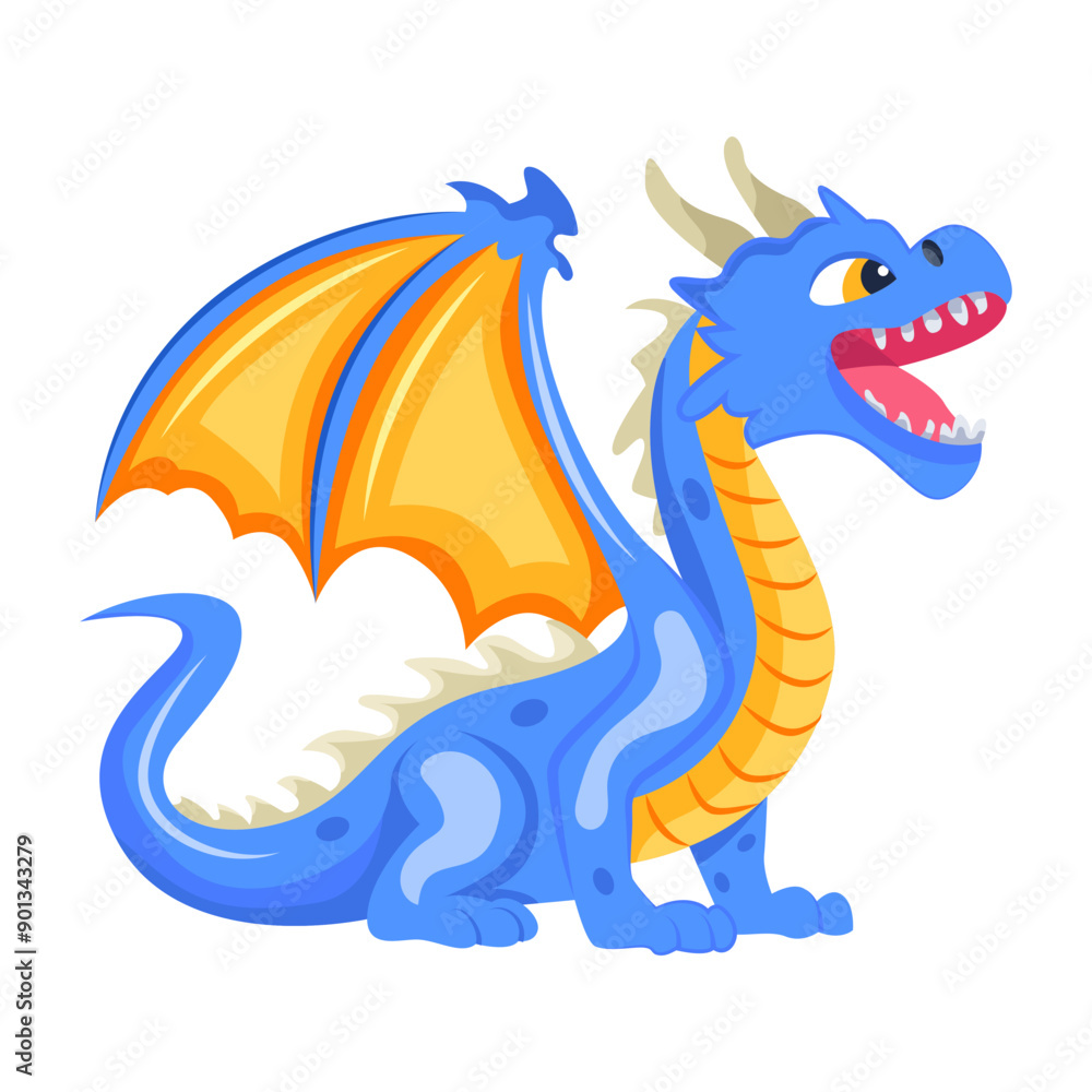 Obraz premium A flat style vector of dragon roar