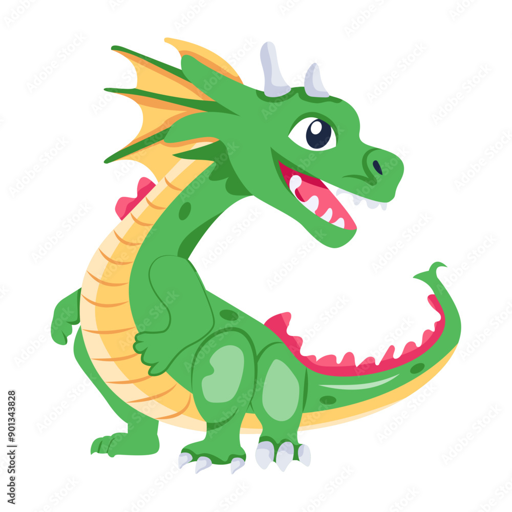 Fototapeta premium Happy dragon vector in flat style