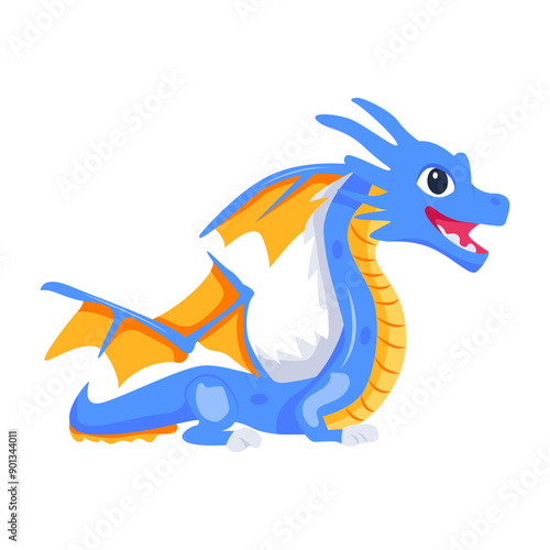 A flat vector of lovely dragon 

