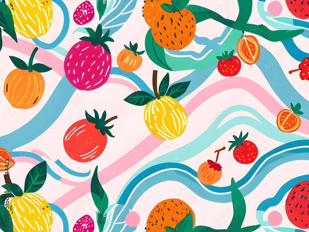 seamless pattern with fruits,Ai generated seamless pattern with fruits,Ai generated